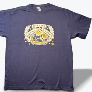 Vintage Delta Pro Weight Inline Street Skater T Shirt Navy Blue XL Puff Print